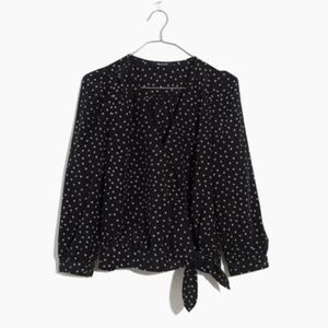 Madewell Silk Wrap Top in Star Scatter